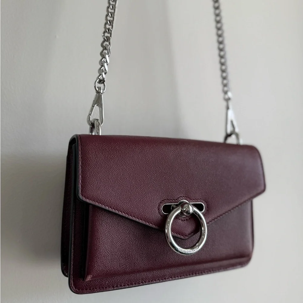 Rebecca Minkoff Jean Crossbody Chain Strap Mini Purse in Burgundy